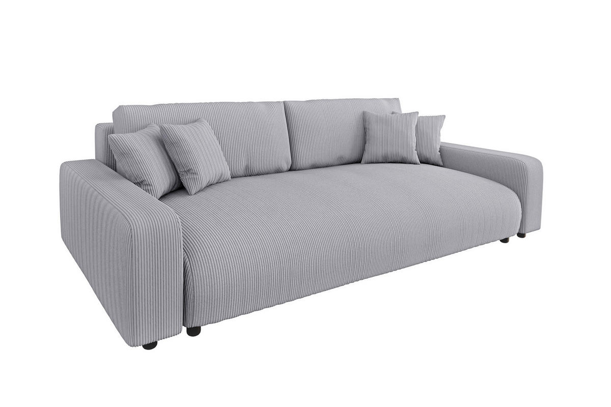 BIGSOFA Emma Hellgrau Cord - Hellgrau/Schwarz, Holz/Kunststoff (234/78/122cm) - S-Style Möbel
