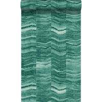 TAPETE Zick-Zack-Mamorstreifen 53 cm x 10.05 m - Grün, Papier (53/1000cm) - Origin Wallcoverings