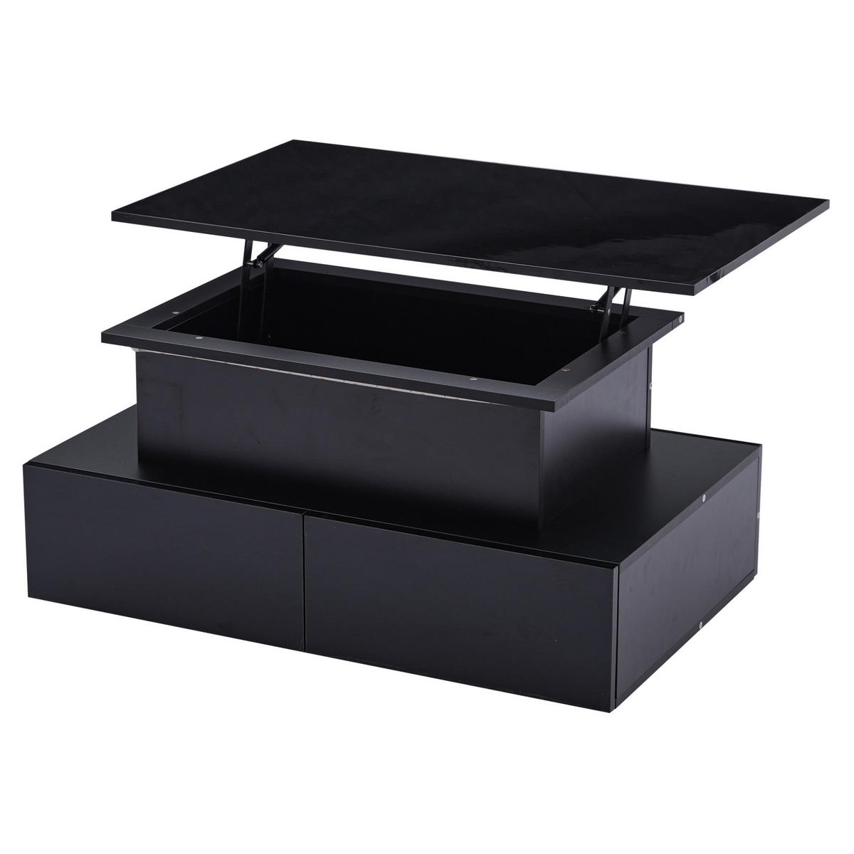 COUCHTISCH mit LED und 4 Schubladen 90 x 55 x 41 cm Schwarz Hochglanz - Schwarz, Holzwerkstoff (90/55/41cm) - Meubliv