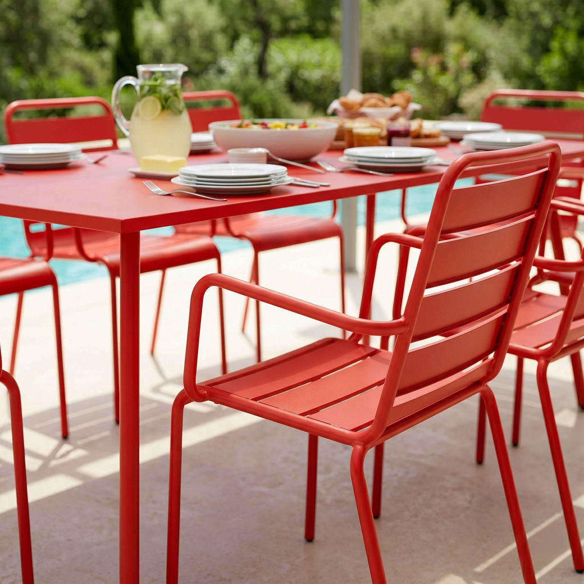 GARTENSET 9-tlg., Rot - Rot, Metall - Oviala