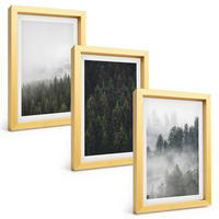 BILDER SET 3er Set - 20x30 cm Goldrahmen - Grüne Wälder Nebel Natur - Goldfarben, Kunststoff (20/30cm) - TULUP