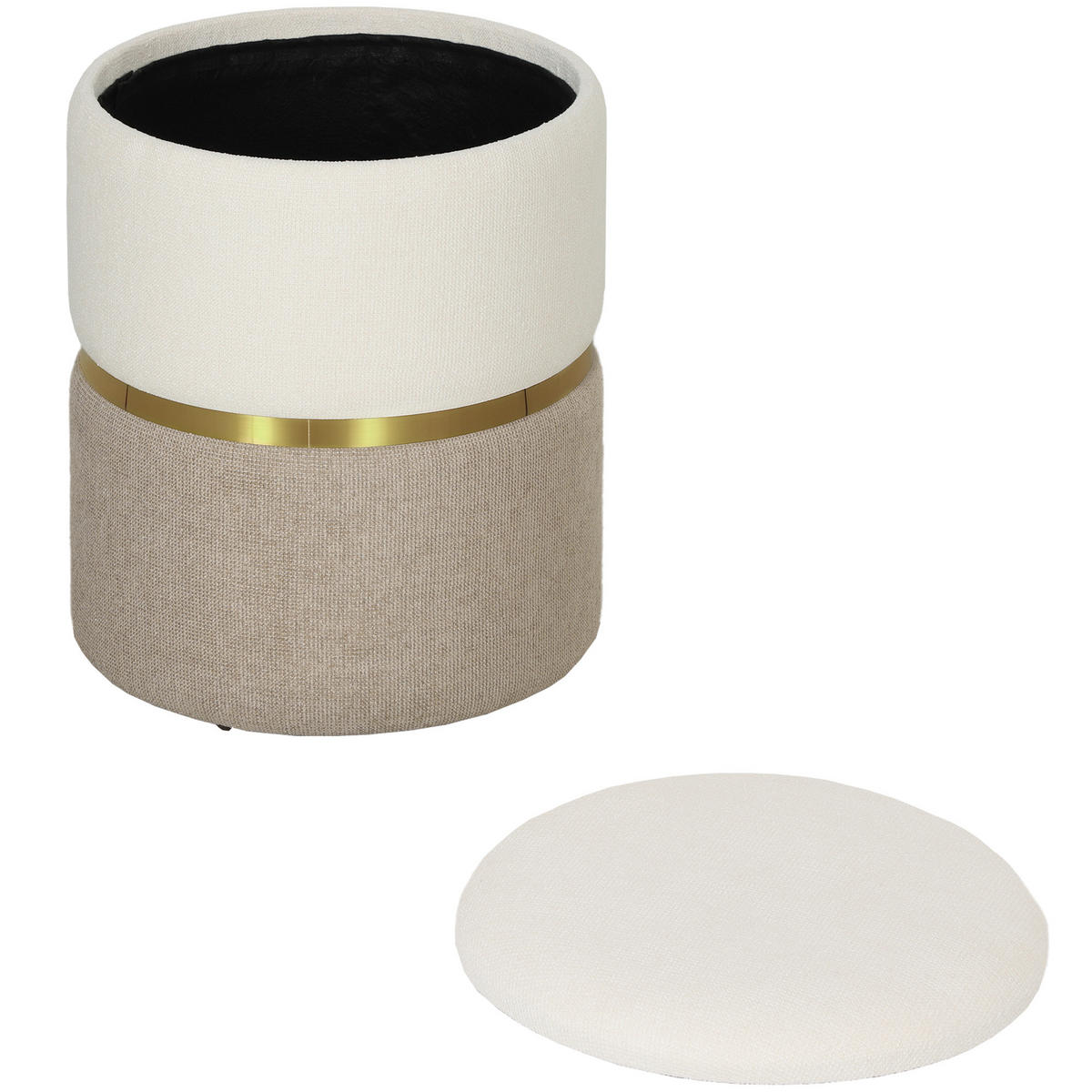 SITZHOCKER mit Stauraum, Creme - Creme, Kunststoff (36/44/36cm) - HOMCOM