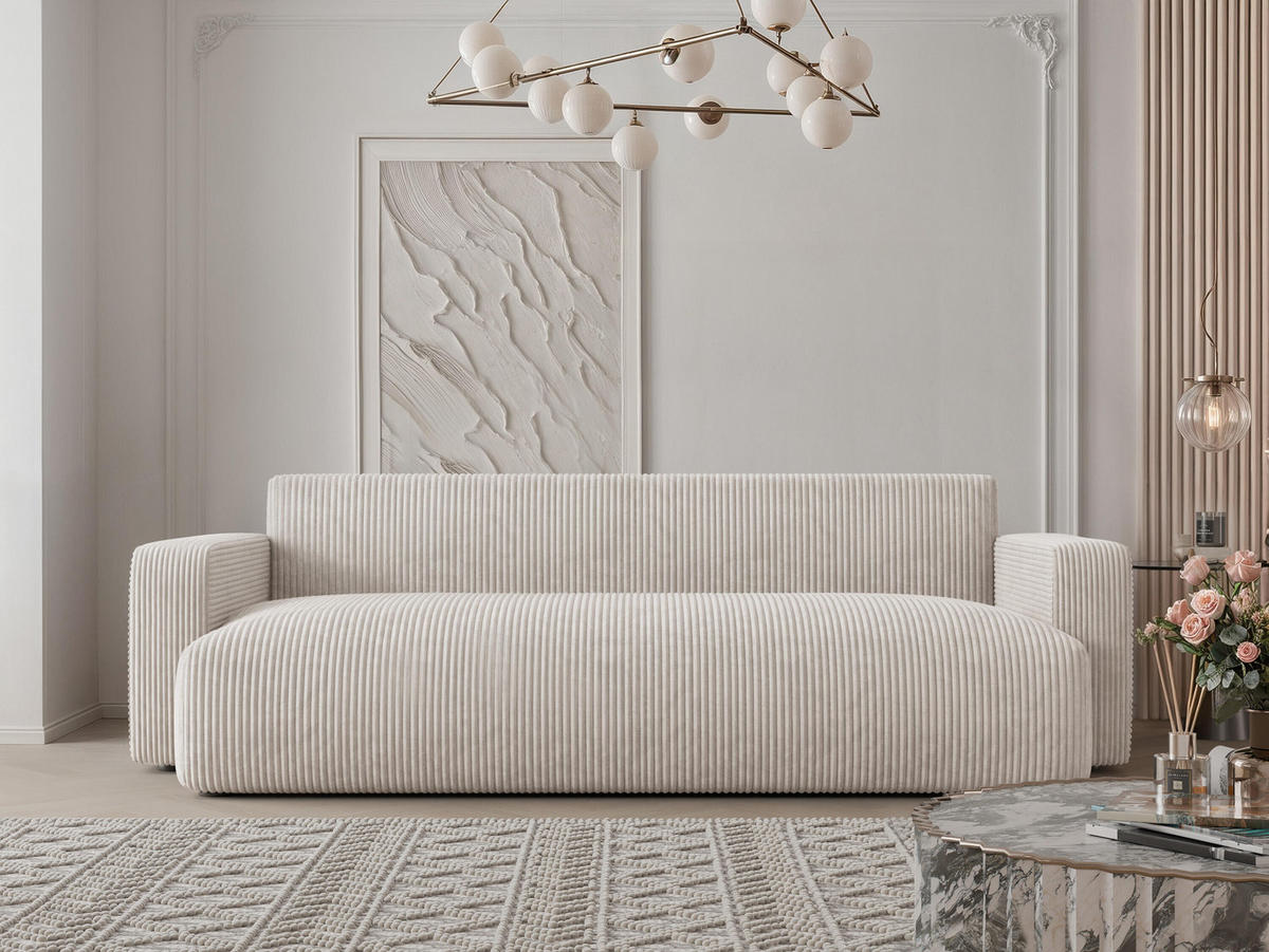 SOFA mit Schlaffunktion, Beige - Beige, Holzwerkstoff (246/79/93cm) - Idohome