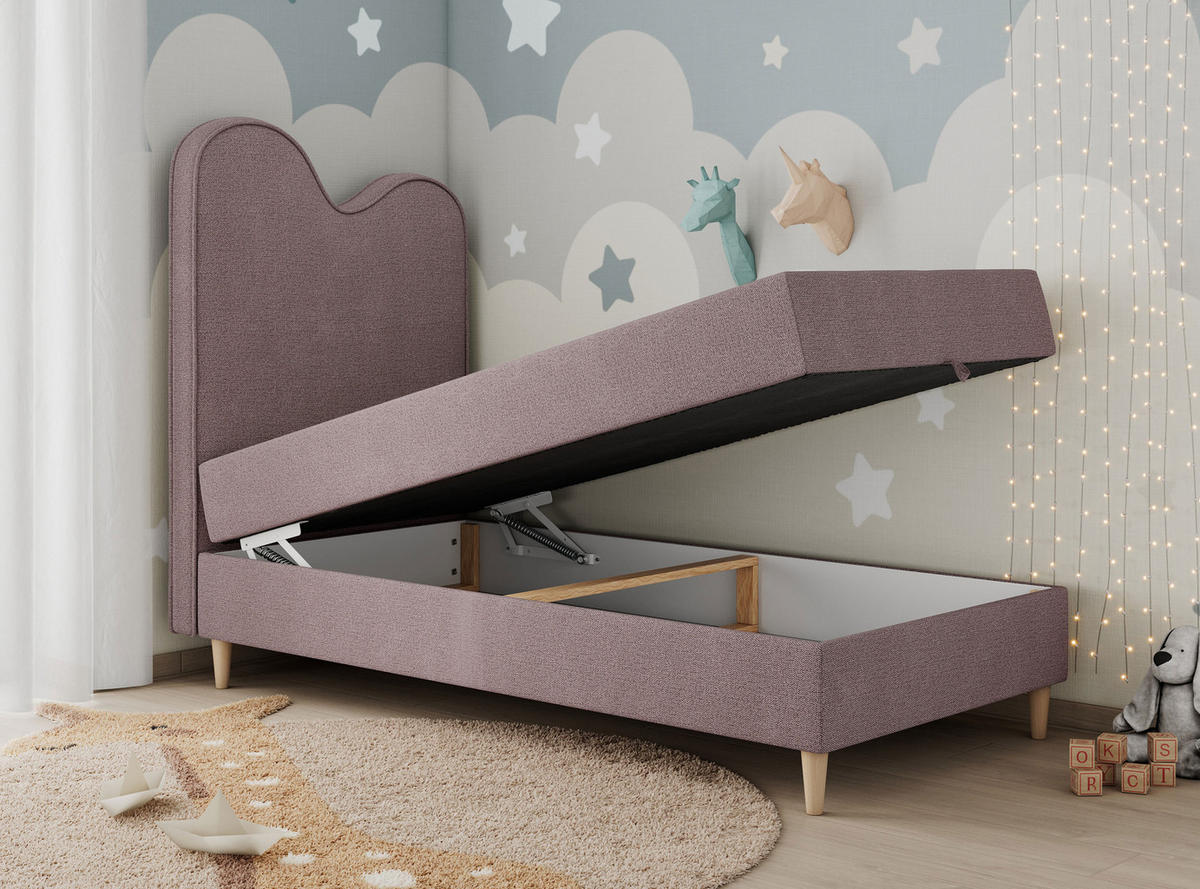 BOXBETT FLOW 90/180 Rosa Struktur - H3 - Rosa, Holz/Textil (90/180cm) - MKS