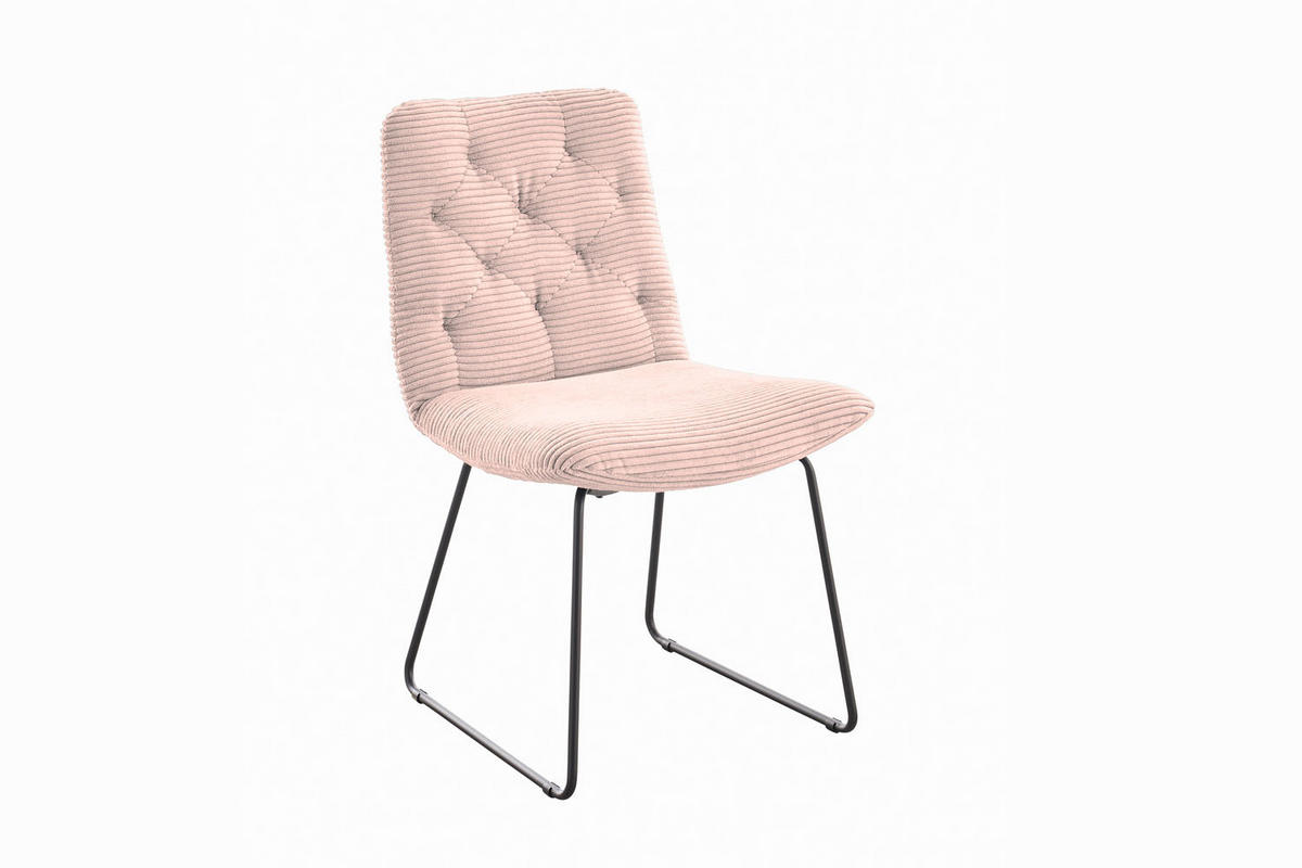 ESSZIMMERSTUHL NEW CHARME Pink Cord - Pink, Textil (52/87/66cm) - KAWOLA