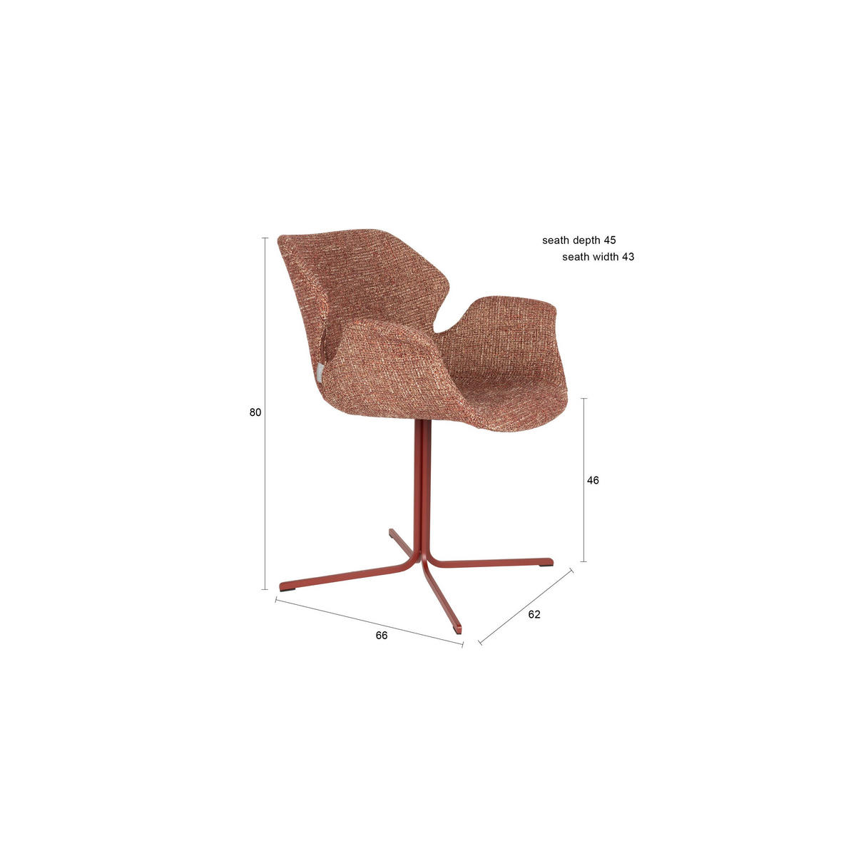 ESSZIMMERSTUHL Nikki Rot - 2 er Set - Rot, Kunststoff (66/80/62cm) - Zuiver