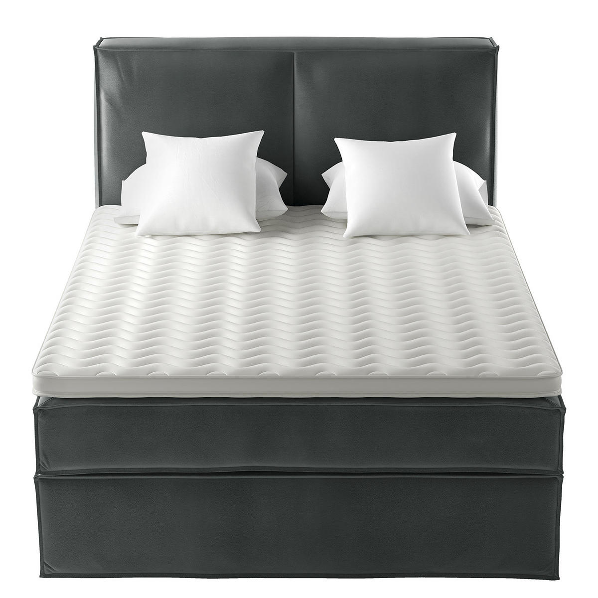 BOXSPRINGBETT mit Kopfteil - Premium - Dunkelblau, Textil (160/200cm) - home24