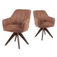 ARMLEHNSTUHL Mika-Noah 2er-Set - Nussbaumfarben/Braun, Eichenholz/Holz (60/87/65cm) - DUBI Möbel