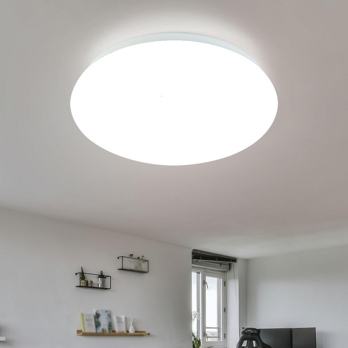 LED DECKENLEUCHTE Weiß RGB Fernbedienung - Weiß, Metall (29/29/9cm) - Globo Lighting