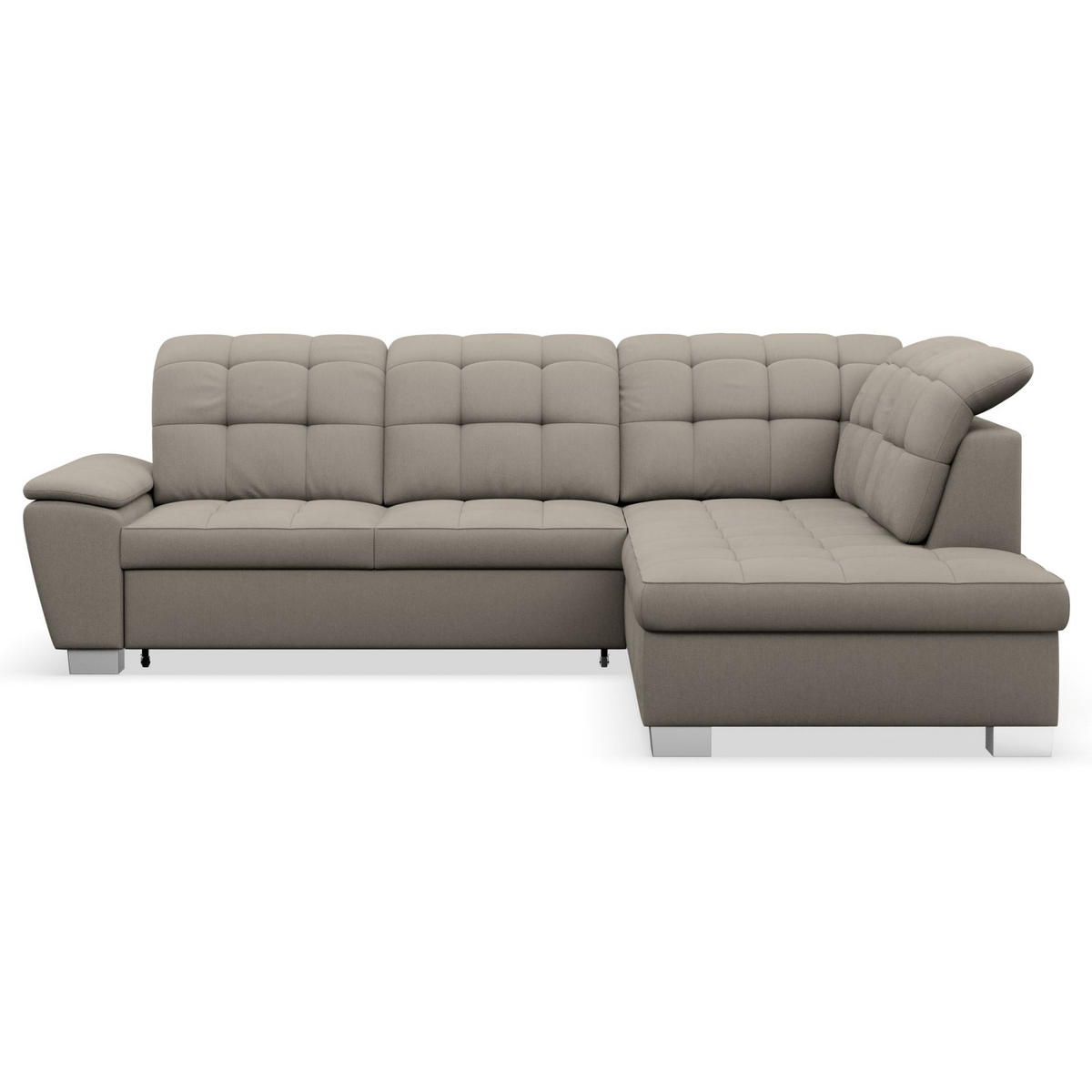 ECKSOFA Jamaal Taupe rechtsseitig - Taupe/Schwarz, Textil (258/212cm) - Selsey