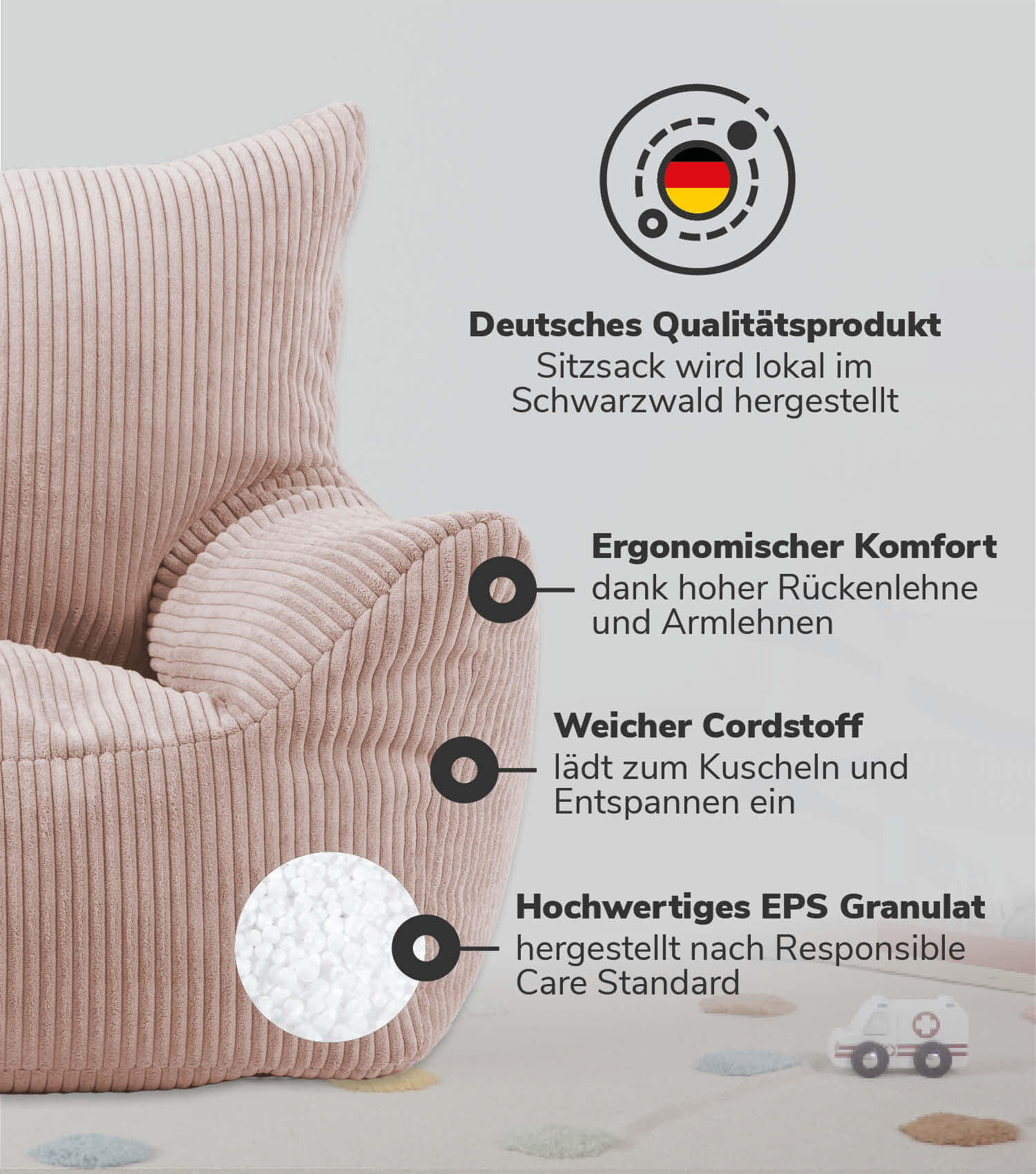 KINDERSESSEL Der Pausenheld - Pink, Textil (52/57/53cm) - Mokebo
