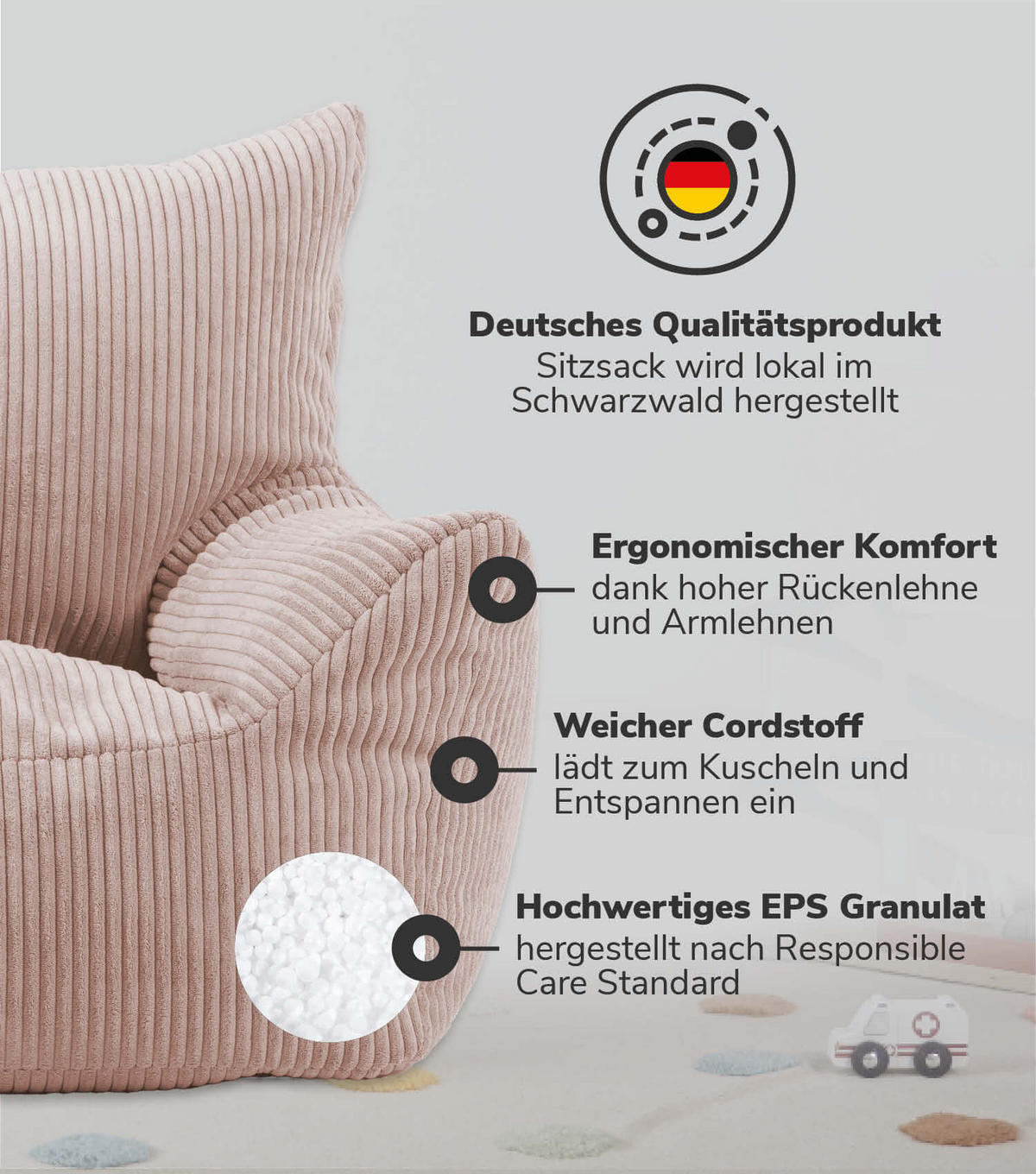 KINDERSESSEL Der Pausenheld - Pink, Textil (52/57/53cm) - Mokebo