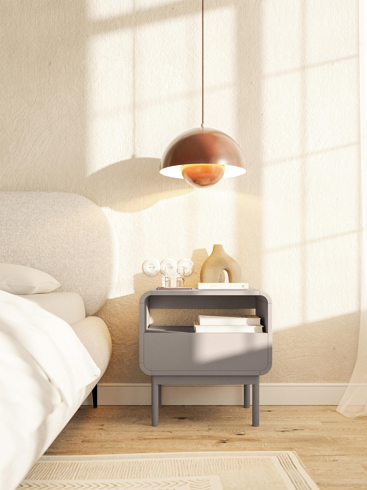 NACHTTISCH ORO Dunkelbeige mit Schublade 54 cm - Beige/Braun, Holz/Holzwerkstoff (53.8/61.1/40cm) - Selsey