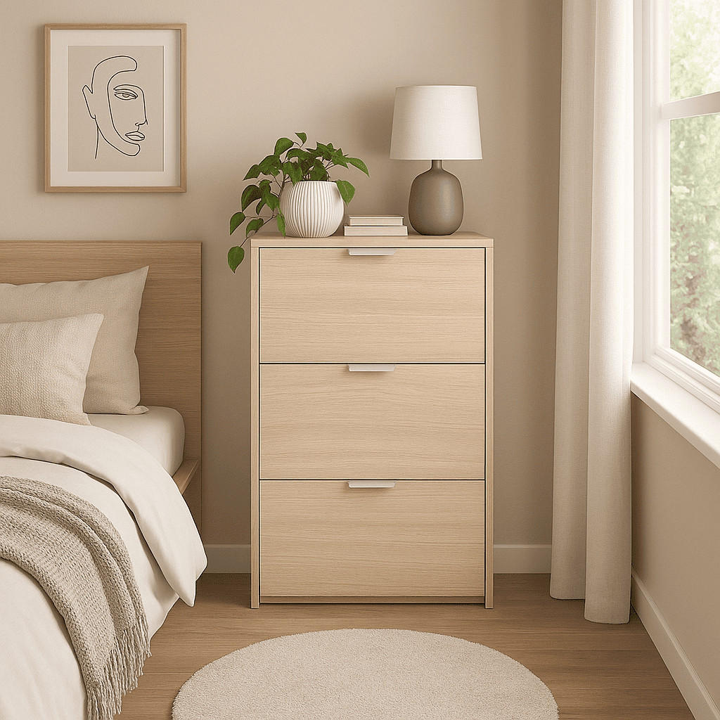 SCHUHSCHRANK 3 Klappen Zapateros - L60 cm - Eichefarben, Holzwerkstoff (22/113/60cm) - Calicosy