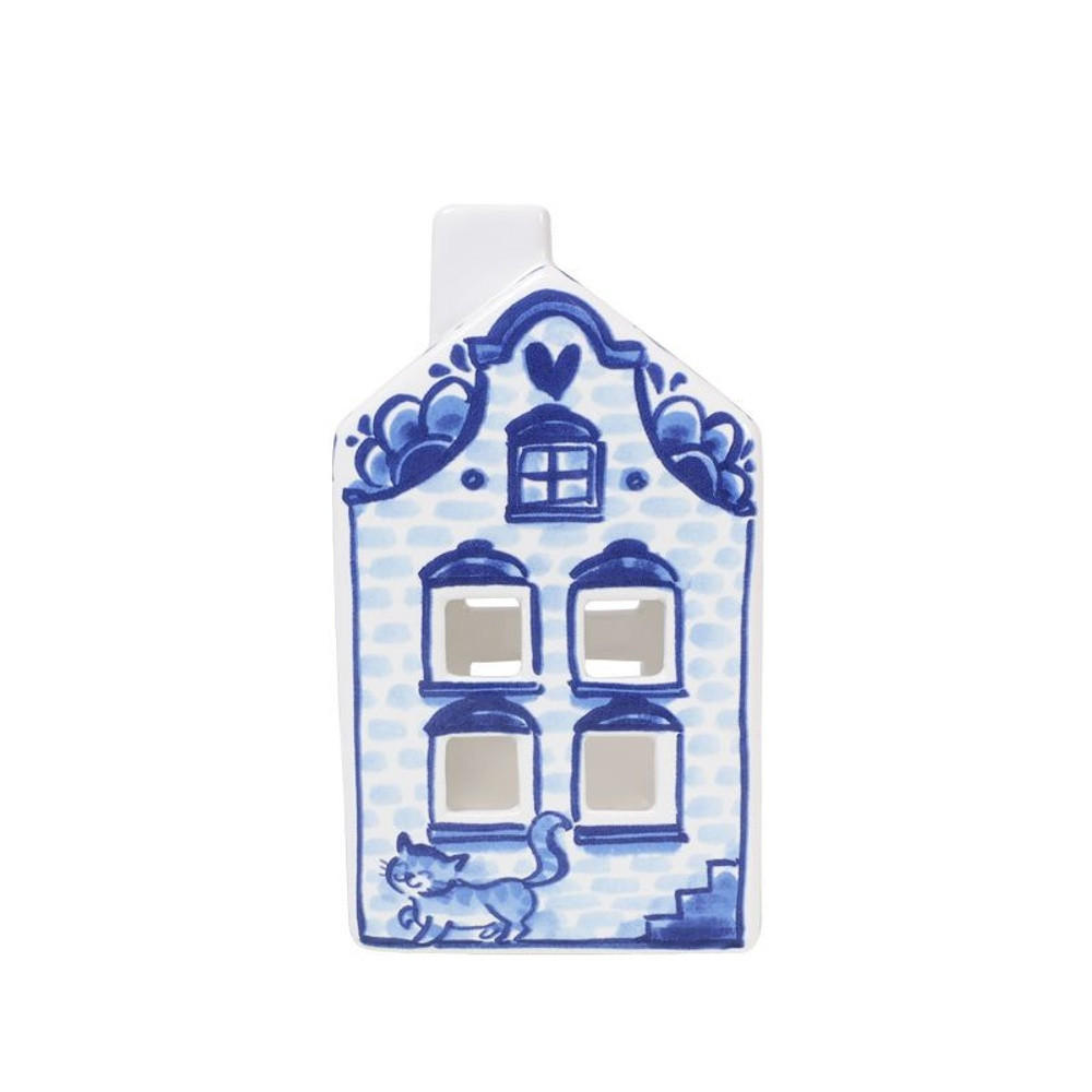 TEELICHTHALTER Häuschen in Blau - 14,5cm - Multicolor, Keramik (8.5/14.5/8.3cm) - Blond Amsterdam