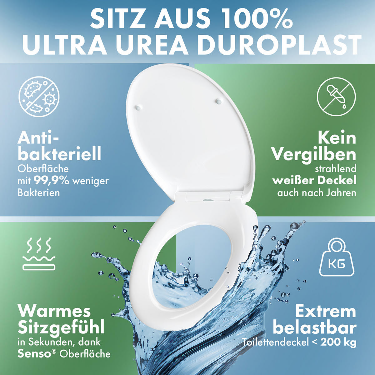 DOMUSPA Toilettensitz Oval mit Quick-Release Funktion - Weiß, Kunststoff (45/5.5/37.6cm) - DomuSPA