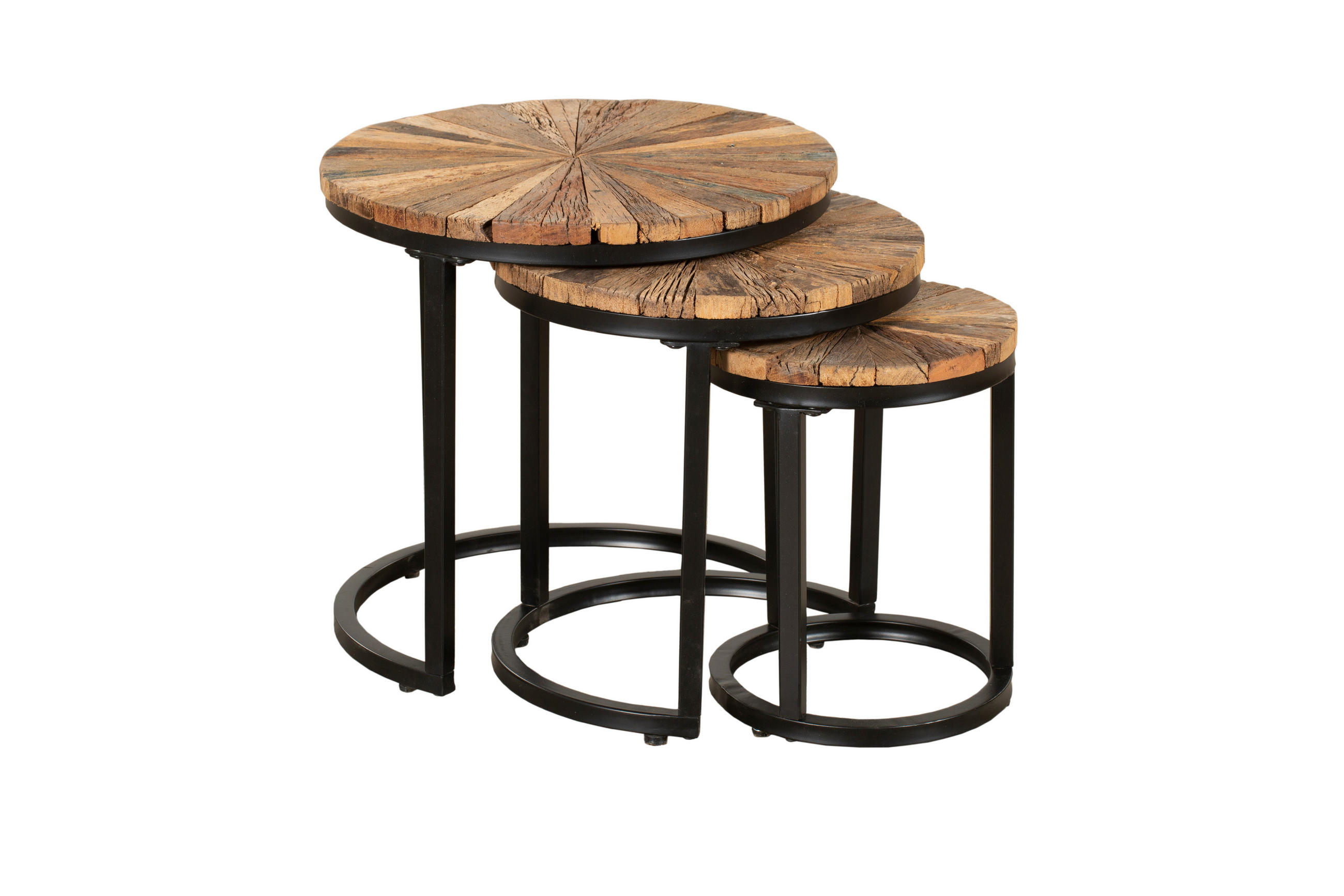 BEISTELLTISCH Arne 3er Set Massivholz Braun 46x46x46cm - Braun, Holz (46/46/46cm) - DELUKE