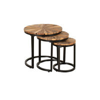 BEISTELLTISCH Arne 3er Set Massivholz Braun 46x46x46cm - Braun, Holz (46/46/46cm) - DELUKE