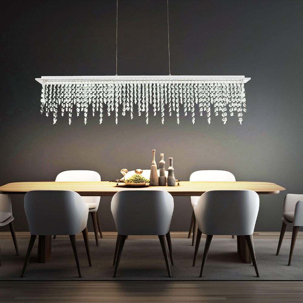 LED HÄNGELAMPE Kristall Silber - Silberfarben, Glas (90/11/150cm)