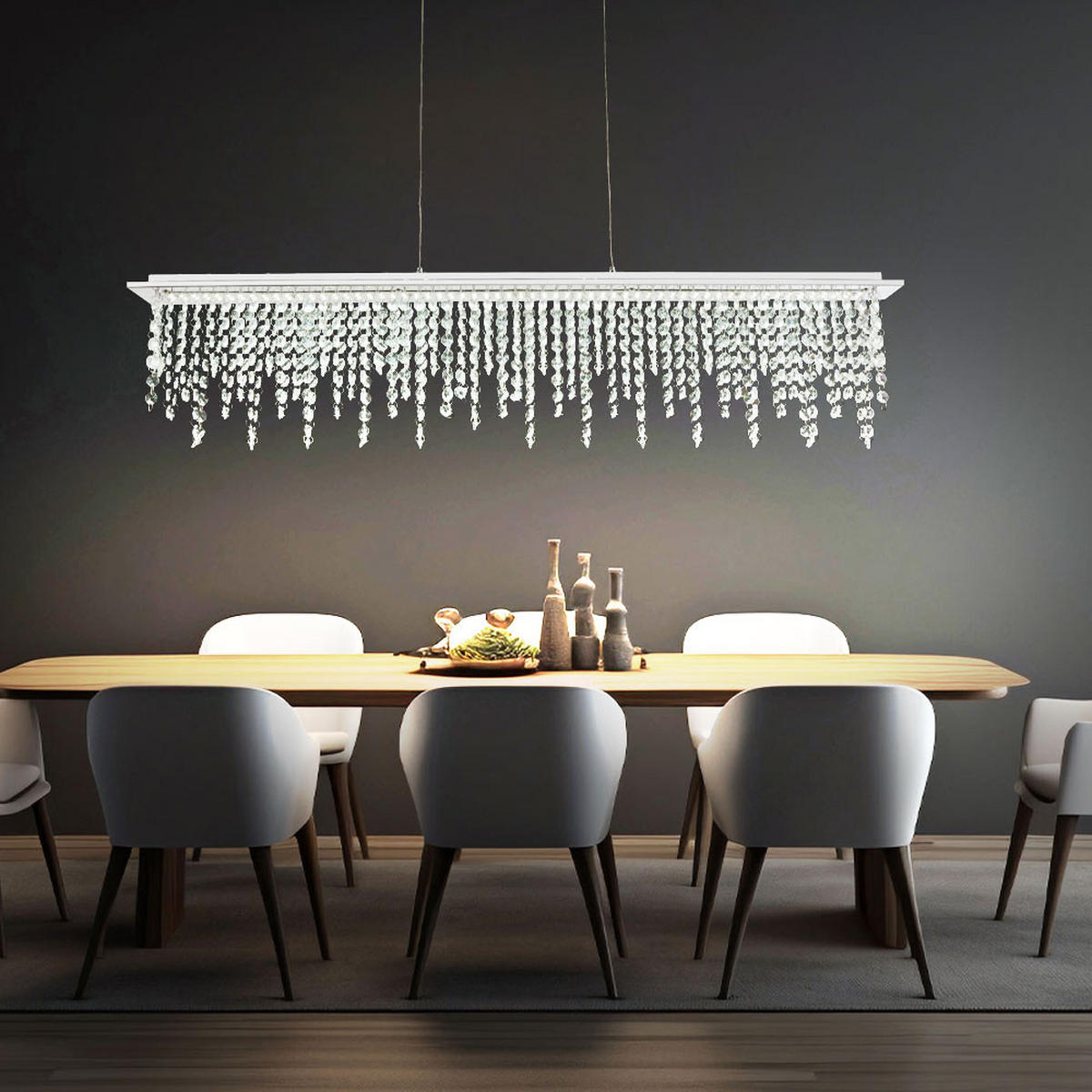 LED HÄNGELAMPE Kristall Silber - Silberfarben, Glas (90/11/150cm)