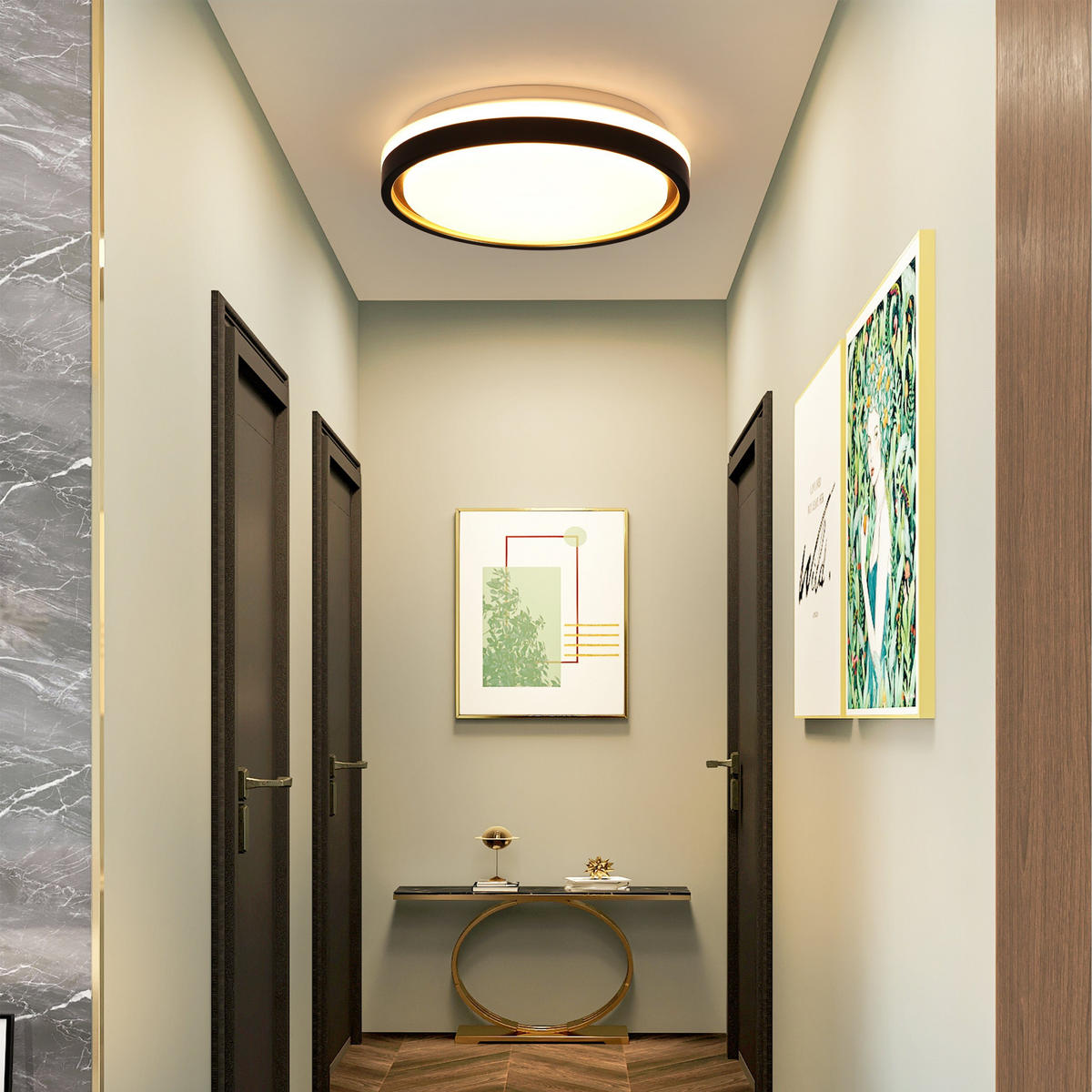 DECKENLEUCHTE Isoldara 30/30/6 cm - Schwarz, Kunststoff (30/30/6cm) - ZMH