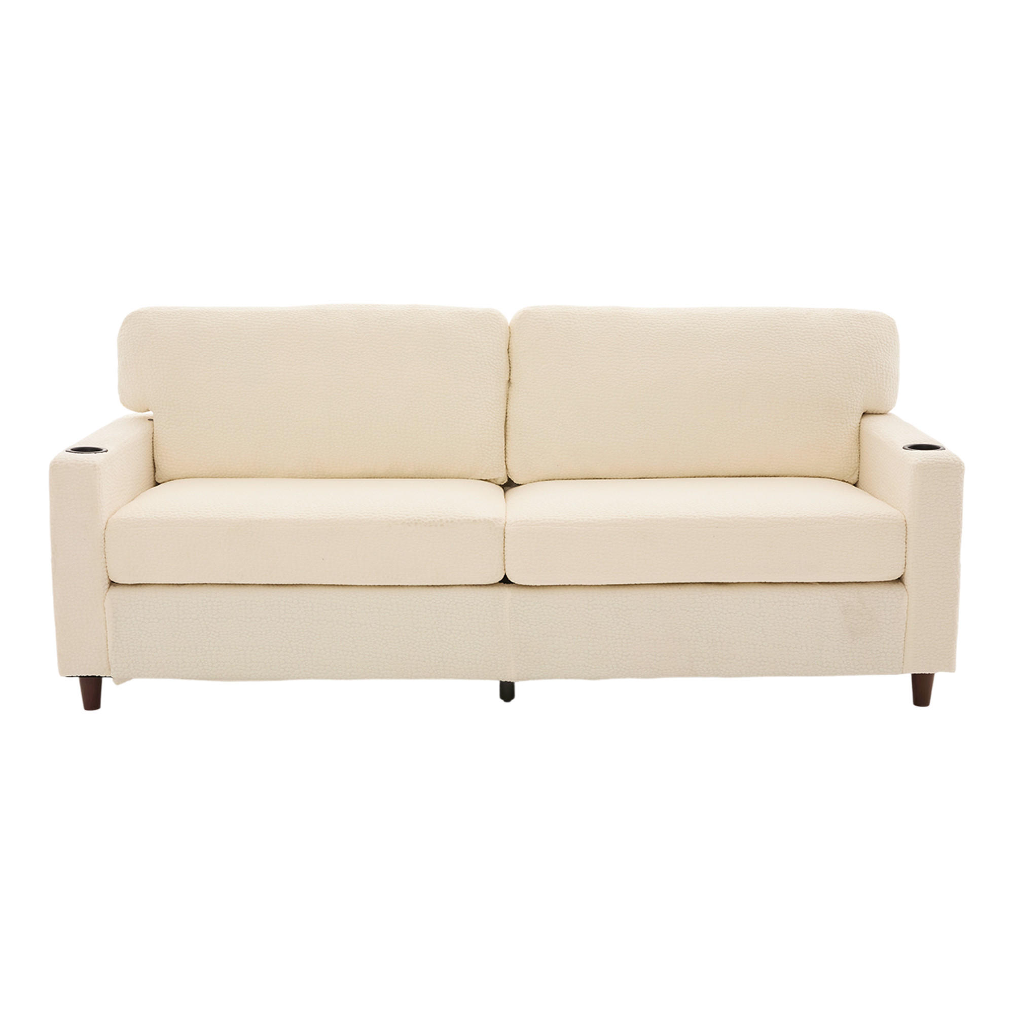 SOFA 2-Sitzer mit USB-C Anschluss & LED-Beleuchtung Chenille Beige 203/77,5/86 cm - Beige, Textil (203/86/77.5cm) - OKWISH