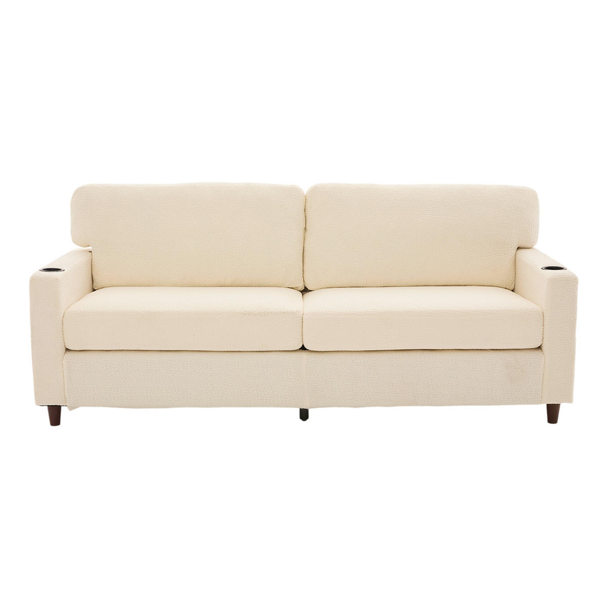 SOFA 2-Sitzer mit USB-C Anschluss & LED-Beleuchtung Chenille Beige 203/77,5/86 cm - Beige, Textil (203/86/77.5cm) - OKWISH