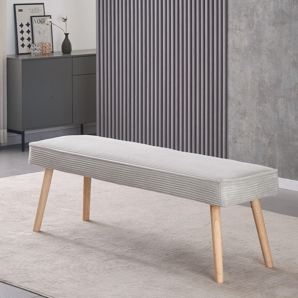 SITZBANK EMIL 140/42/50 cm Grau - Grau, Holz/Textil (140/50/42cm) - B&D Home