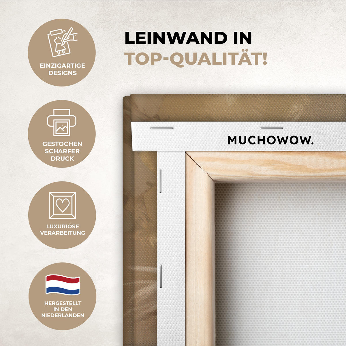 LEINWANDBILD Blumen - Vase - Stilleben - Beige Wohnzimmer Groß 120x80 cm - Creme, Textil (120/80cm) - MuchoWow