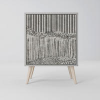 SIDEBOARD GRAIN LINES, Grau, 57,5x42x77,5 cm, Schräge Buchenholzfüße - Buchefarben/Multicolor, Holzwerkstoff/Buchenholz (57.5/77.5/42cm) - SpaceRebels