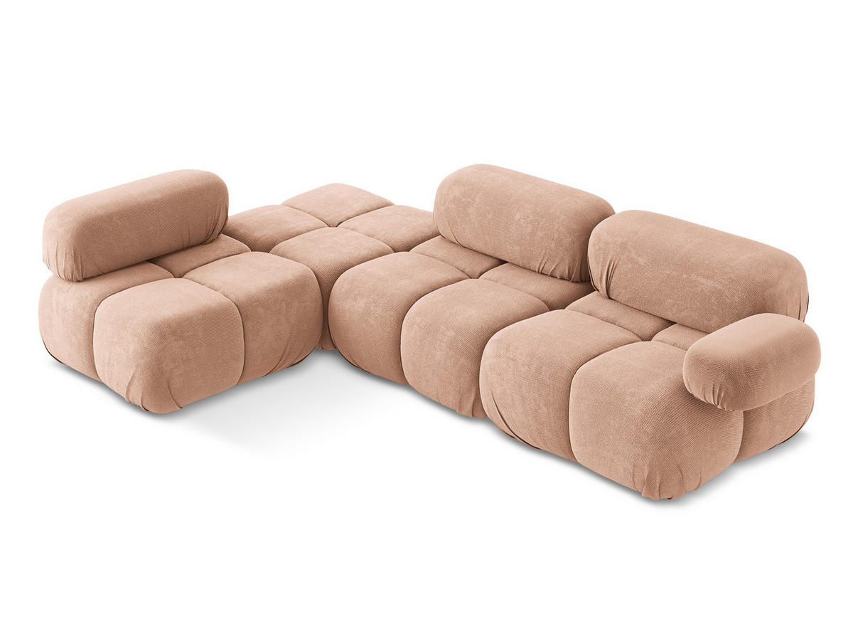 ECKSOFA Links Chenille Stoff Pink - Pink/Koralle, Kunststoff/Textil (190/285cm) - Makamii
