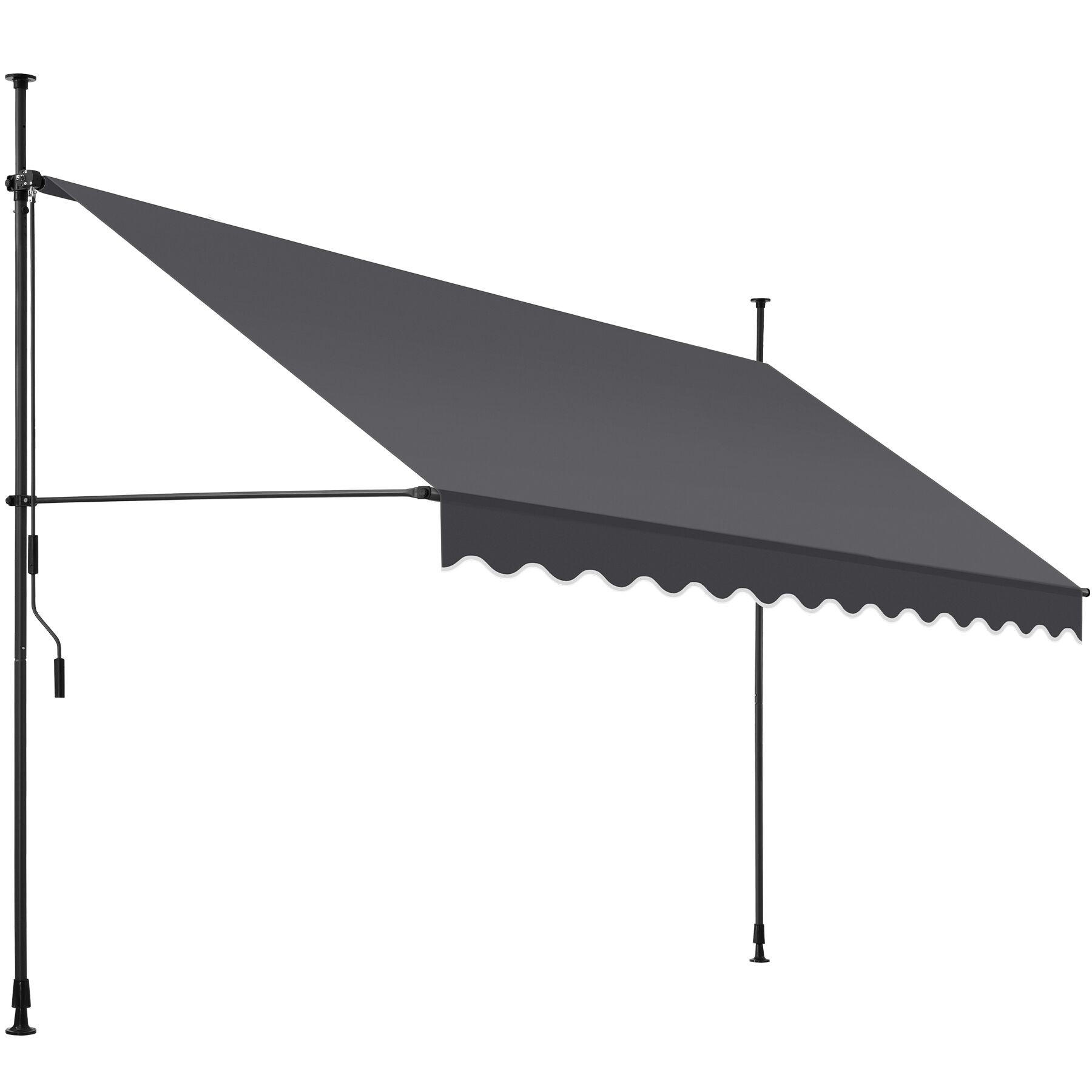 KLEMMMARKISE ,einfache Montage,schwarz/grau - Schwarz/Grau, Kunststoff (350/304/180cm) - tectake
