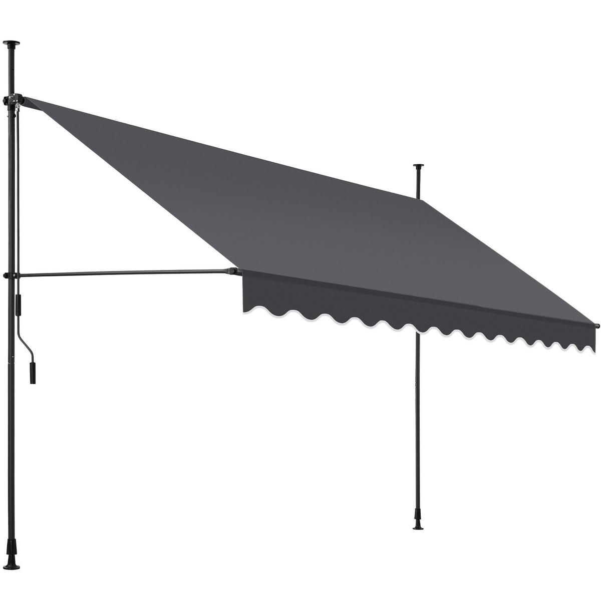 KLEMMMARKISE ,einfache Montage,schwarz/grau - Schwarz/Grau, Kunststoff (350/304/180cm) - tectake