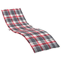 SONNENLIEGEN-AUFLAGE Rot Karomuster 200/70/3 Cm Oxford-Gewebe - Eukalyptusholzfarben, Textil (70/3/200cm) - vidaXL