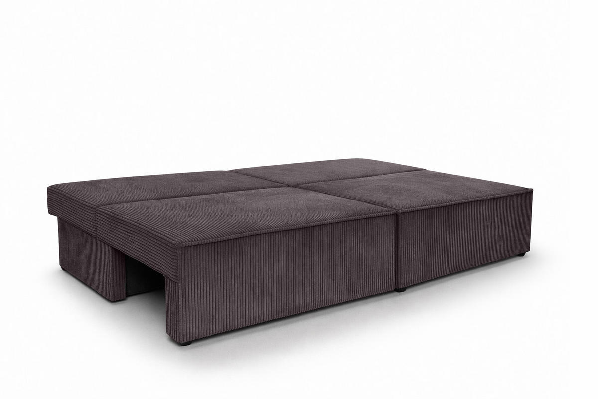SOFA Mit Schlaffunktion Und Bettkasten, Cordstoff Poso, Dunkelgrau, BEST MINI - Dunkelgrau, Holz (200/83/98cm) - Kaiser Möbel