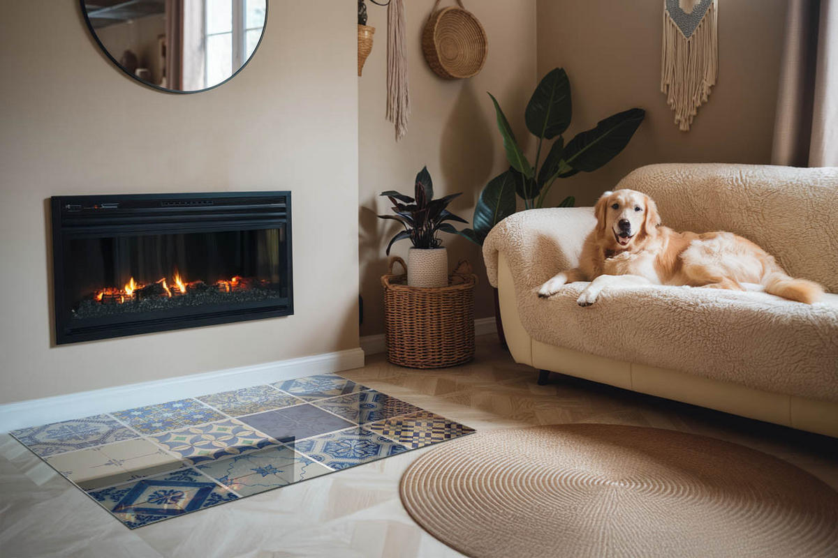 GLASPLATTE für Kamin 120x80 cm - Blau, Glas (120/80/0.4cm) - TULUP