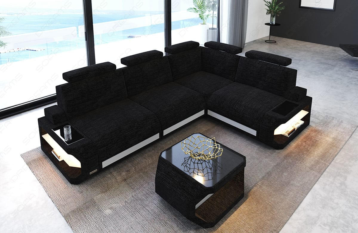 ECKSOFA Siena Dunkelgrau Weiß Strukturstoff - Dunkelgrau, Kunststoff (272/272cm)