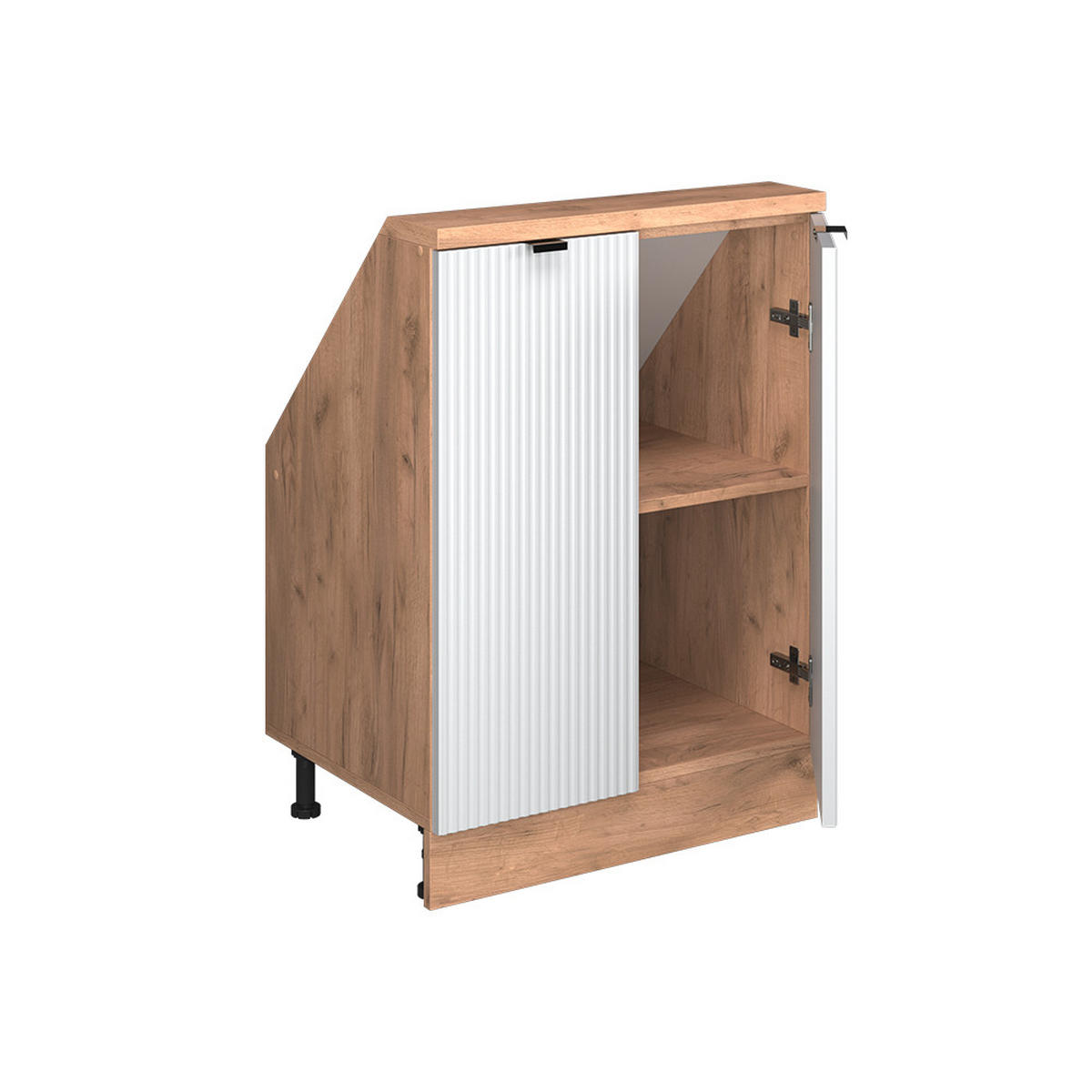 DACHSCHRÄGENSCHRANK Rion Weiß Riffel 60 x 81.6 cm mit 2 Türen - Weiß, Holzwerkstoff (60/81.6/46cm) - Vicco