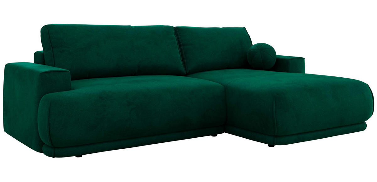 ECKSCHLAFSOFA RINA L Dunkelgrün Velvet - rechts - Dunkelgrün/Schwarz, Kunststoff/Textil (170/267cm) - MKS