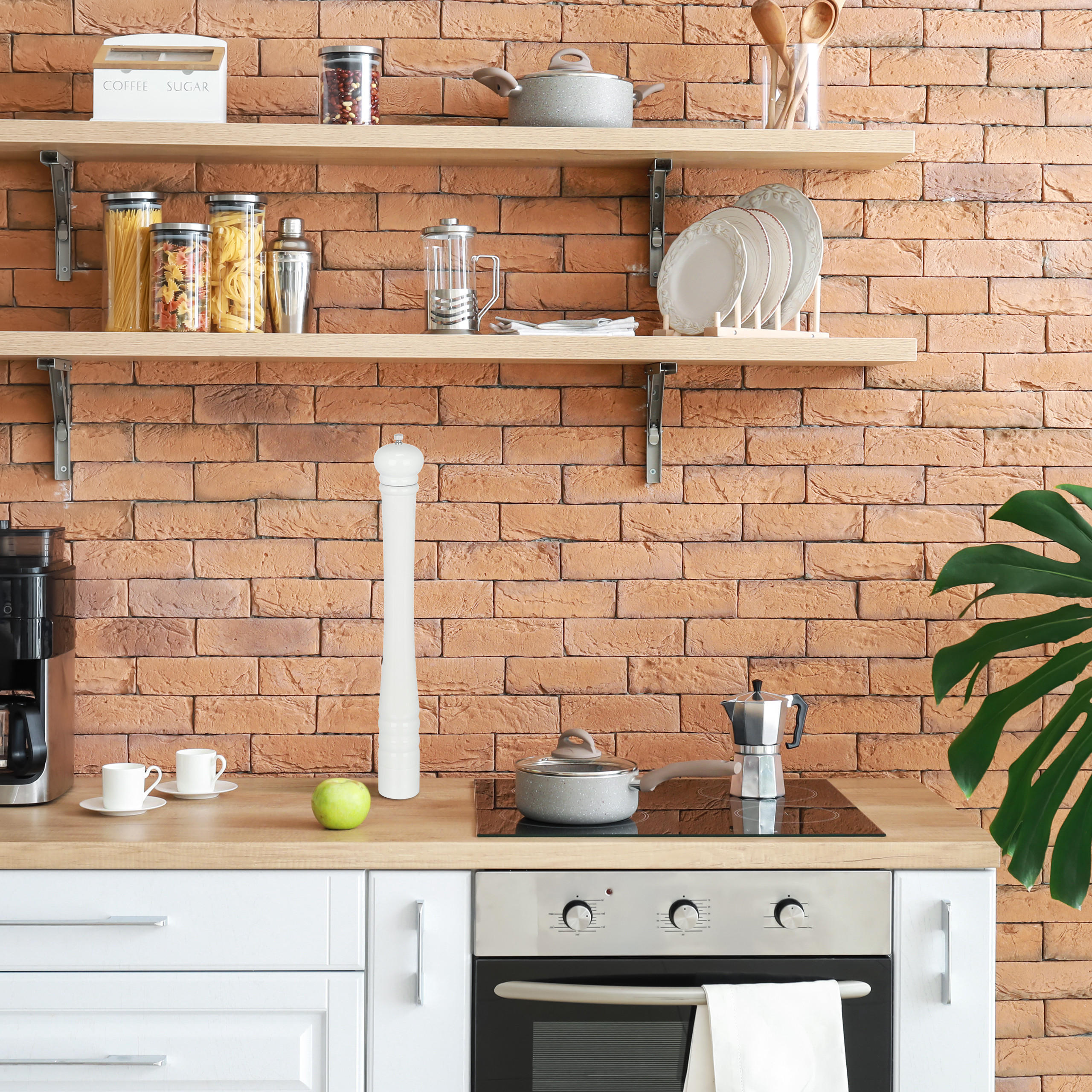 GEWÜRZMÜHLE - Weiß, Holz/Keramik (6/51.5/6cm) - Relaxdays