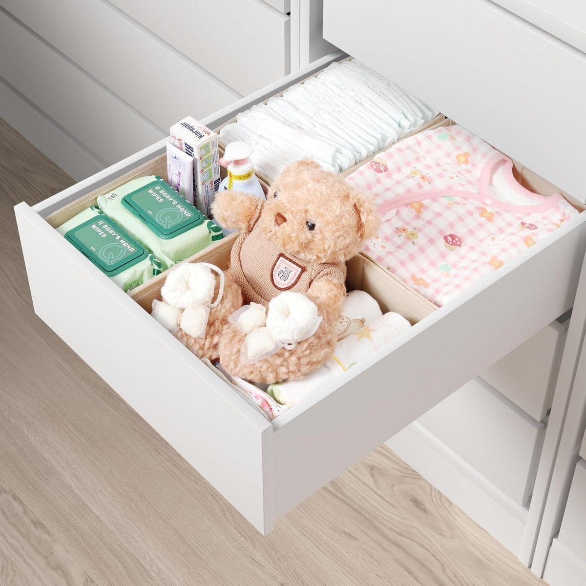 SCHUBLADEN Organizer 4er Set Beige 50x58 cm - Beige, Textil (28/12/28cm)