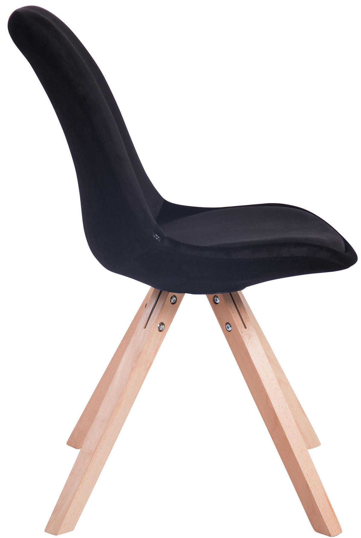 BESUCHERSTUHL Toulon Samt, Gestell Buchenholz Natura Square Schwarz - Schwarz/Naturfarben, Holz/Buchenholz (48/83/56cm) - TPFLiving