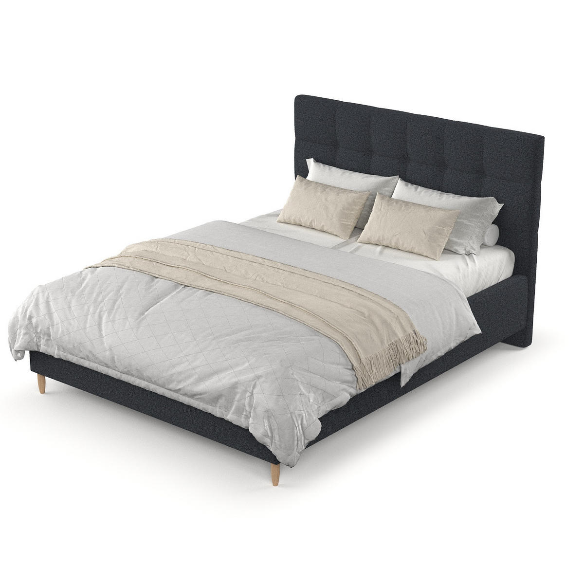 POLSTERBETT Cora 180/200 cm Anthrazit im Riva Stoff - Anthrazit/Naturfarben, Holz/Holzwerkstoff (180/200cm) - AltaBeds