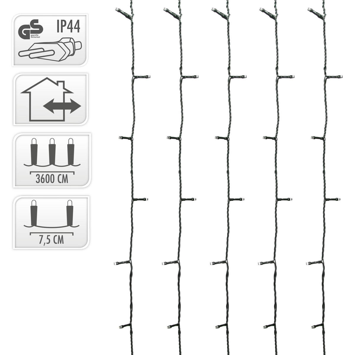 LED CLUSTER LICHTERKETTE Weihnachten 36m 480LED Warmweiß Innen/Außen - Grün, Kunststoff (3600cm) - ECD-Germany