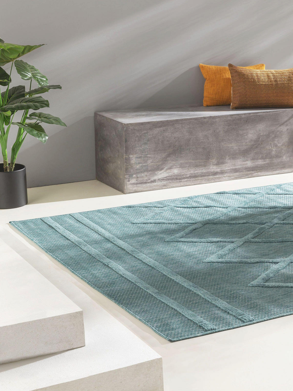 OUTDOORTEPPICH Bonte Türkis 240x340 cm - Türkis, Textil (240/340cm) - benuta Nest