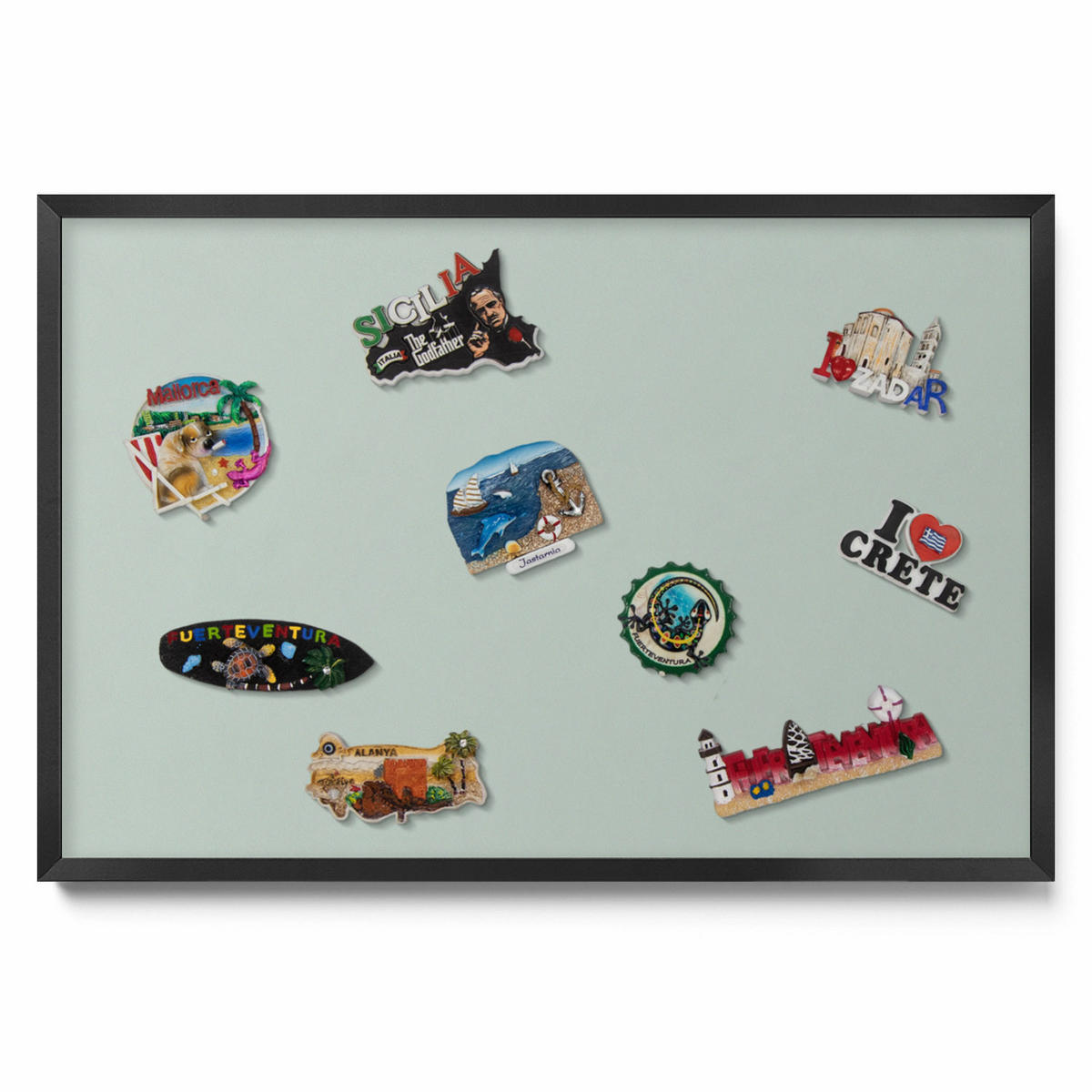 MAGNETTAFEL 60x40 cm Schwarzer Rahmen Seladongrün - Salbeigrün, Metall (60/50/0.4cm) - TULUP