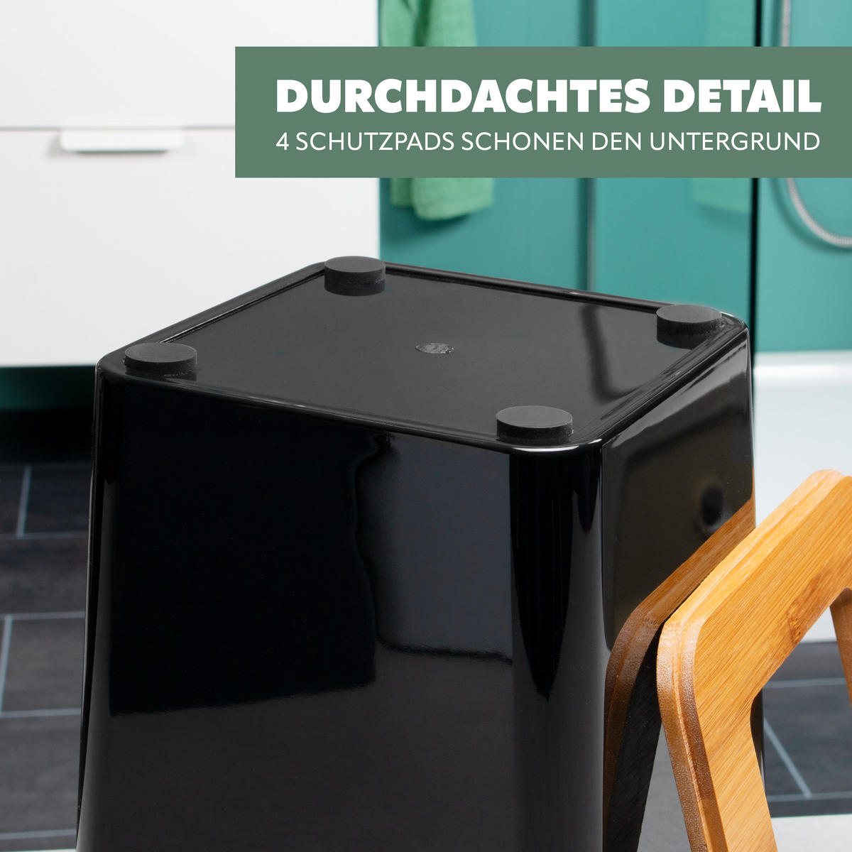 KOSMETIKEIMER CALVI, schwarz - Schwarz, Kunststoff (18/25/18cm) - bremermann