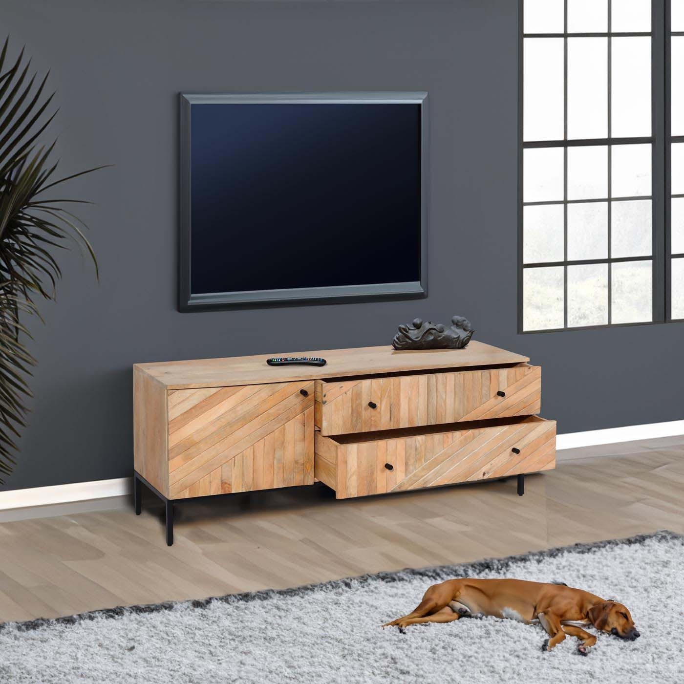 TV-RACK Beige - Beige, Holz (145/56/43cm) - MCW