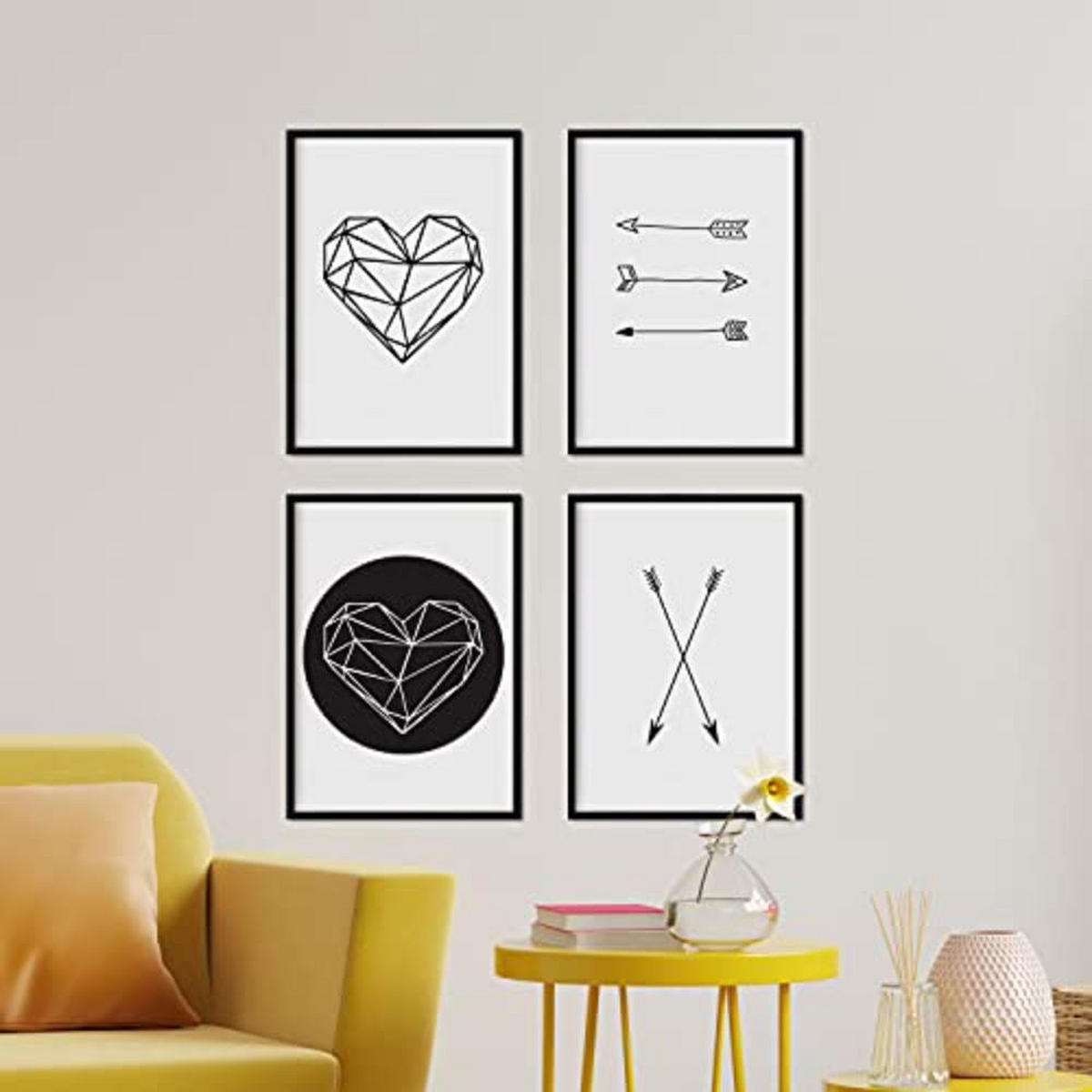 POSTER Set mit 4 geometrischen Formen A4 Schwarzer Rahmen - Schwarz, Papier (29.7/3cm) - Nacnic