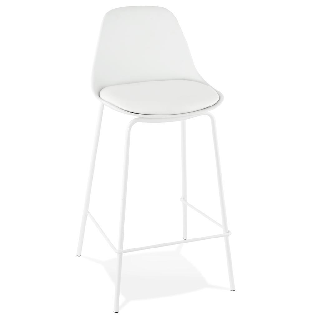 BARHOCKER Kunstleder Metallgestell Sitzhöhe 65cm Rückenlehne RENIXA MINI, Weiß 42x41,5x86,5 cm - Weiß, Kunststoff/Textil (42/87/42cm) - KADIMA DESIGN